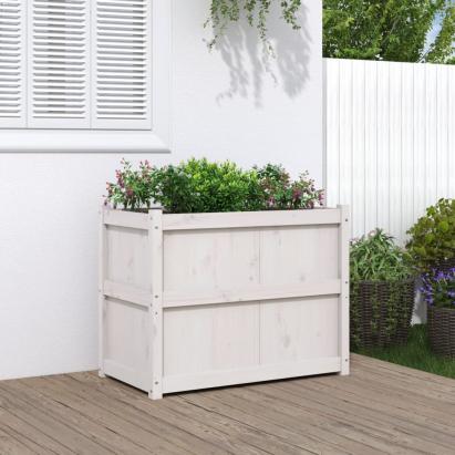 Jardinieră de grădină, alb, 90x50x70 cm, lemn masiv de pin GartenMobel Dekor
