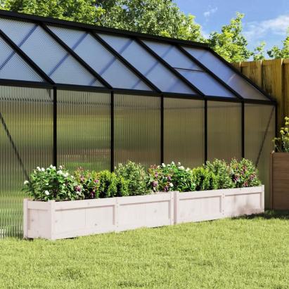 Jardiniere de grădină, 2 buc., alb, lemn masiv de pin GartenMobel Dekor