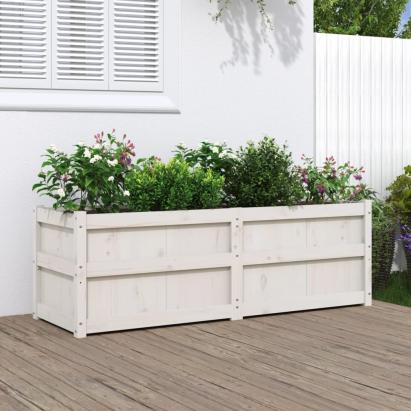 Jardinieră de grădină, alb, 150x50x50 cm, lemn masiv de pin GartenMobel Dekor