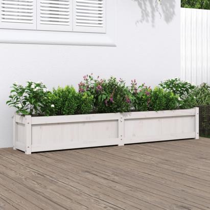 Jardinieră de grădină, alb, 180x31x31 cm, lemn masiv de pin GartenMobel Dekor