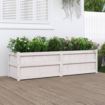 Jardinieră de grădină, alb, 180x50x50 cm, lemn masiv de pin GartenMobel Dekor