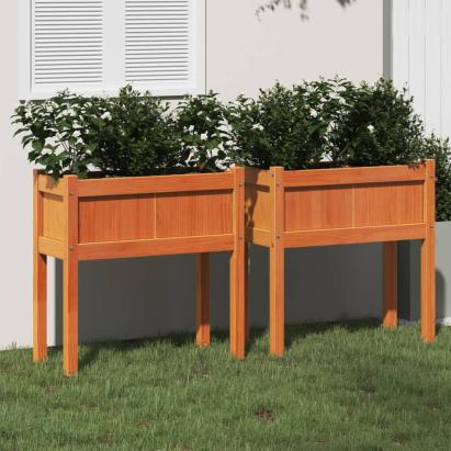 Jardiniere grădină cu picioare, 2 buc., maro ceruit, lemn pin GartenMobel Dekor