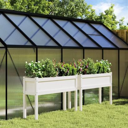 Jardiniere de grădină cu picioare 2 buc. alb lemn masiv de pin GartenMobel Dekor