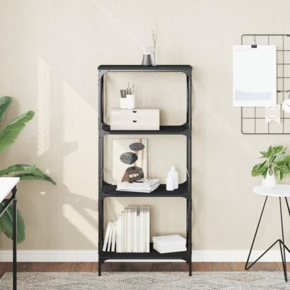 Bibliotecă cu 4 niveluri, negru, 59x35x132 cm, lemn prelucrat GartenMobel Dekor