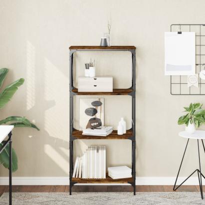 Bibliotecă 4 niveluri stejar afumat 59x35x132 cm lemn prelucrat GartenMobel Dekor