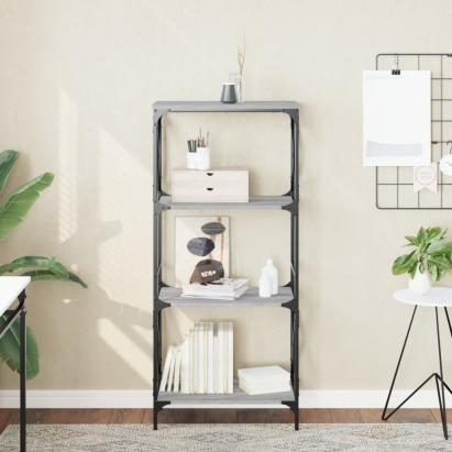 Bibliotecă cu 4 niveluri gri sonoma 59x35x132 cm lemn prelucrat GartenMobel Dekor