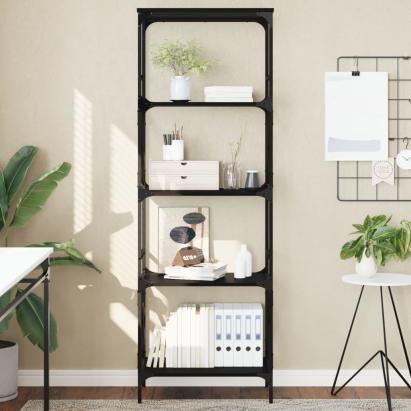 Bibliotecă cu 5 niveluri, negru, 59x35x171 cm, lemn prelucrat GartenMobel Dekor