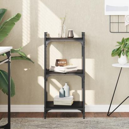 Bibliotecă cu 3 niveluri, negru, 40x30x86 cm, lemn prelucrat GartenMobel Dekor