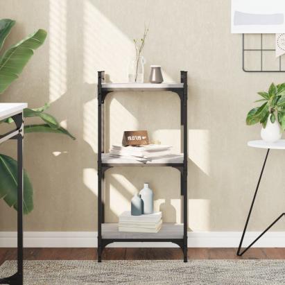 Bibliotecă cu 3 niveluri gri sonoma 40x30x86 cm, lemn prelucrat GartenMobel Dekor