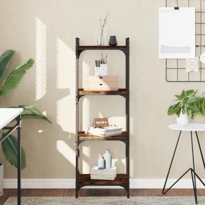 Bibliotecă 4 niveluri stejar afumat 40x30x120 cm lemn prelucrat GartenMobel Dekor