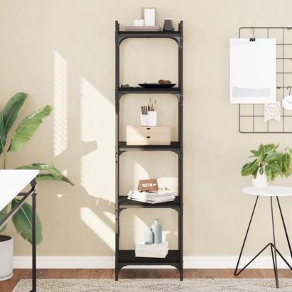 Bibliotecă cu 5 niveluri, negru, 40x30x154 cm, lemn prelucrat GartenMobel Dekor