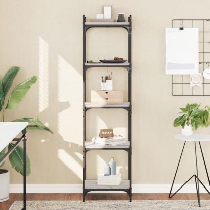 Bibliotecă cu 5 niveluri gri sonoma 40x30x154 cm lemn prelucrat GartenMobel Dekor