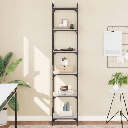 Bibliotecă cu 6 niveluri gri sonoma 40x30x188 cm lemn prelucrat GartenMobel Dekor