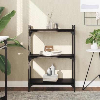 Bibliotecă cu 3 niveluri, negru, 60x30x86 cm, lemn prelucrat GartenMobel Dekor