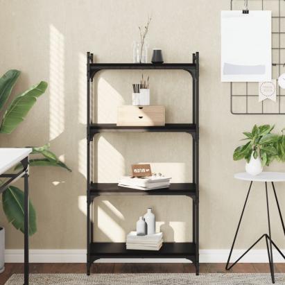 Bibliotecă cu 4 niveluri, negru, 60x30x120 cm, lemn prelucrat GartenMobel Dekor