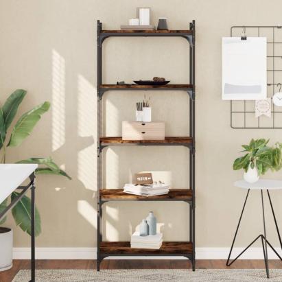 Bibliotecă 5 niveluri stejar afumat 60x30x154 cm lemn prelucrat GartenMobel Dekor