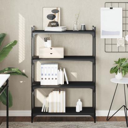 Bibliotecă cu 4 niveluri, negru, 80x30x120 cm, lemn prelucrat GartenMobel Dekor