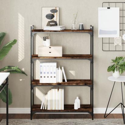 Bibliotecă 4 niveluri stejar afumat 80x30x120 cm lemn prelucrat GartenMobel Dekor