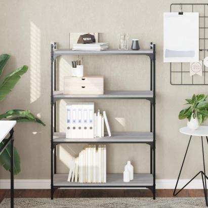 Bibliotecă cu 4 niveluri gri sonoma 80x30x120 cm lemn prelucrat GartenMobel Dekor