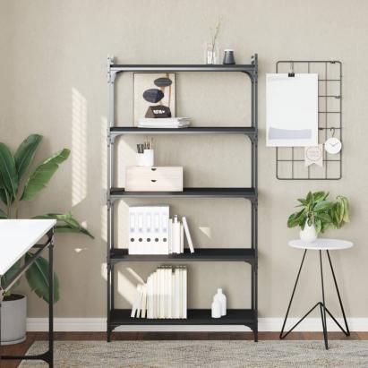 Bibliotecă cu 5 niveluri, negru, 80x30x154 cm, lemn prelucrat GartenMobel Dekor
