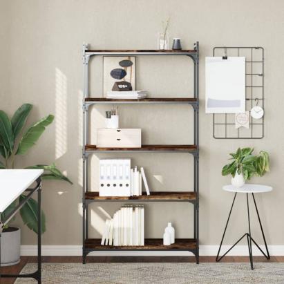 Bibliotecă 5 niveluri stejar afumat 80x30x154 cm lemn prelucrat GartenMobel Dekor