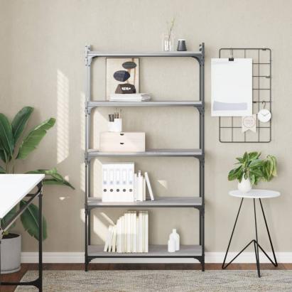 Bibliotecă cu 5 niveluri gri sonoma 80x30x154 cm lemn prelucrat GartenMobel Dekor