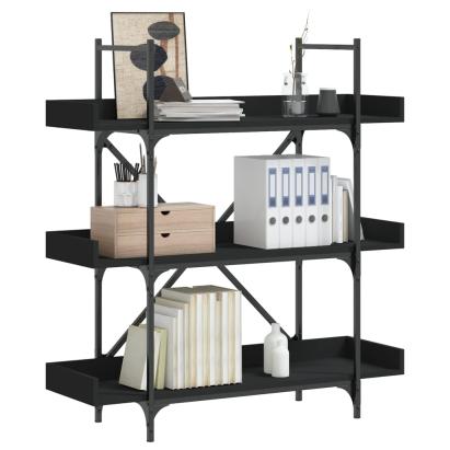 Bibliotecă cu 3 niveluri, negru, 100x33x108,5 cm lemn prelucrat GartenMobel Dekor