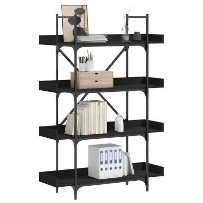 Bibliotecă cu 4 niveluri, negru, 100x33x145,5 cm lemn prelucrat GartenMobel Dekor