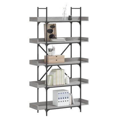 Bibliotecă 5 niveluri gri sonoma 100x33x180,5 cm lemn compozit GartenMobel Dekor