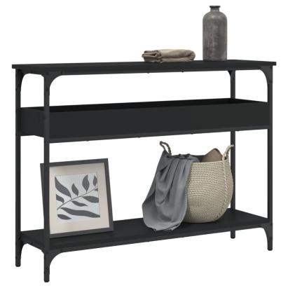 Măsuță consolă cu raft, negru, 100x29x75 cm, lemn prelucrat GartenMobel Dekor