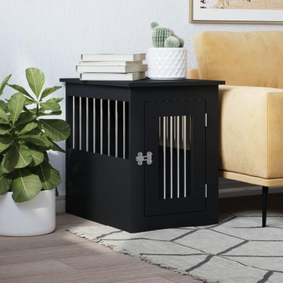 Mobilier tip ladă pentru câini negru 45x62x59 cm lemn prelucrat GartenMobel Dekor