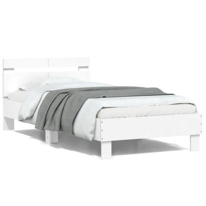 Cadru de pat cu tăblie, alb, 100x200 cm, lemn prelucrat GartenMobel Dekor