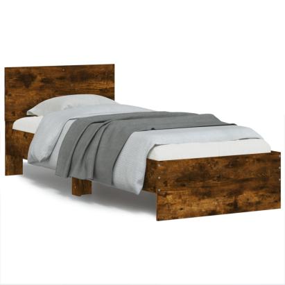 Cadru de pat cu tăblie stejar fumuriu 90x200 cm lemn prelucrat GartenMobel Dekor