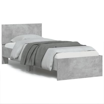 Cadru de pat cu tăblie, gri beton, 75x190 cm, lemn prelucrat GartenMobel Dekor