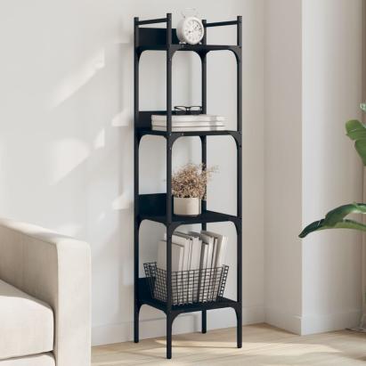 Bibliotecă 4 niveluri, negru, 35x30x138,5 cm, lemn prelucrat GartenMobel Dekor