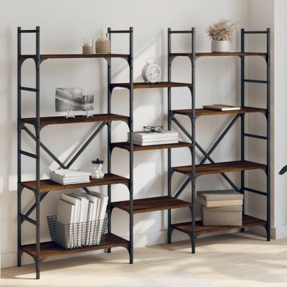 Bibliotecă, stejar maro, 160x28,5x136,5 cm, lemn prelucrat GartenMobel Dekor