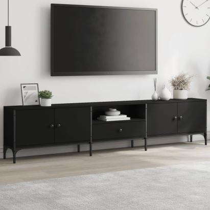 Comodă TV cu sertar, negru, 200x25x44 cm, lemn prelucrat GartenMobel Dekor
