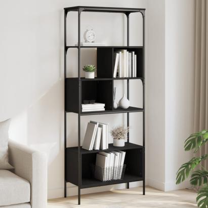 Bibliotecă cu 5 niveluri, negru, 76x33x188,5 cm, lemn prelucrat GartenMobel Dekor