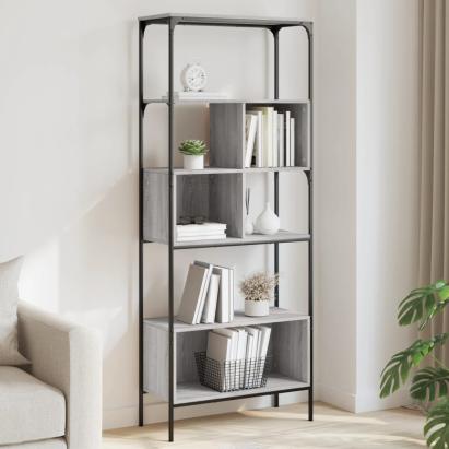 Bibliotecă cu 5 niveluri gri sonoma 76x33x188,5cm lemn compozit GartenMobel Dekor