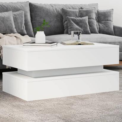 Măsuță de cafea cu lumini LED, alb, 90x50x40 cm GartenMobel Dekor
