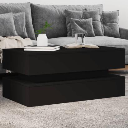 Măsuță de cafea cu lumini LED, negru, 90x50x40 cm GartenMobel Dekor