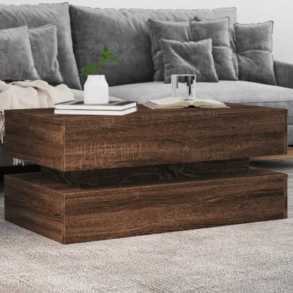 Măsuță de cafea cu lumini LED, stejar maro, 90x50x40 cm GartenMobel Dekor