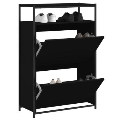 Pantofar, negru, 75x34x112 cm, lemn compozit GartenMobel Dekor