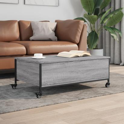 Măsuță cafea cu roți sonoma gri 91x55x34 cm lemn prelucrat GartenMobel Dekor
