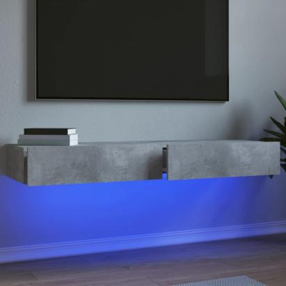 Comode TV cu lumini LED, 2 buc., gri beton, 60x35x15,5 cm GartenMobel Dekor