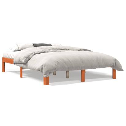 Cadru de pat, maro ceruit, 135x190 cm, lemn masiv de pin GartenMobel Dekor