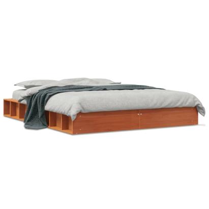 Cadru de pat, maro ceruit, 135x190 cm, lemn masiv de pin GartenMobel Dekor