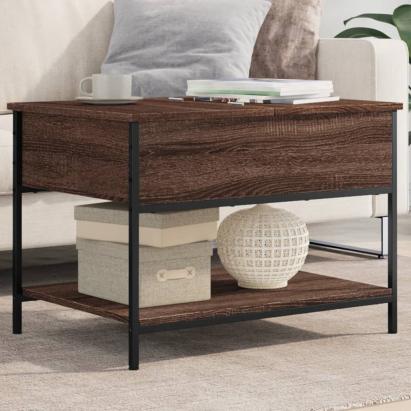 Măsuță de cafea stejar maro 70x50x50 cm lemn prelucrat și metal GartenMobel Dekor