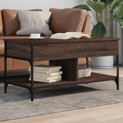 Măsuță de cafea stejar maro 100x50x50 cm lemn prelucrat/metal GartenMobel Dekor