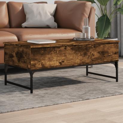 Măsuță de cafea stejar fumuriu 100x50x40cm lemn prelucrat/metal GartenMobel Dekor
